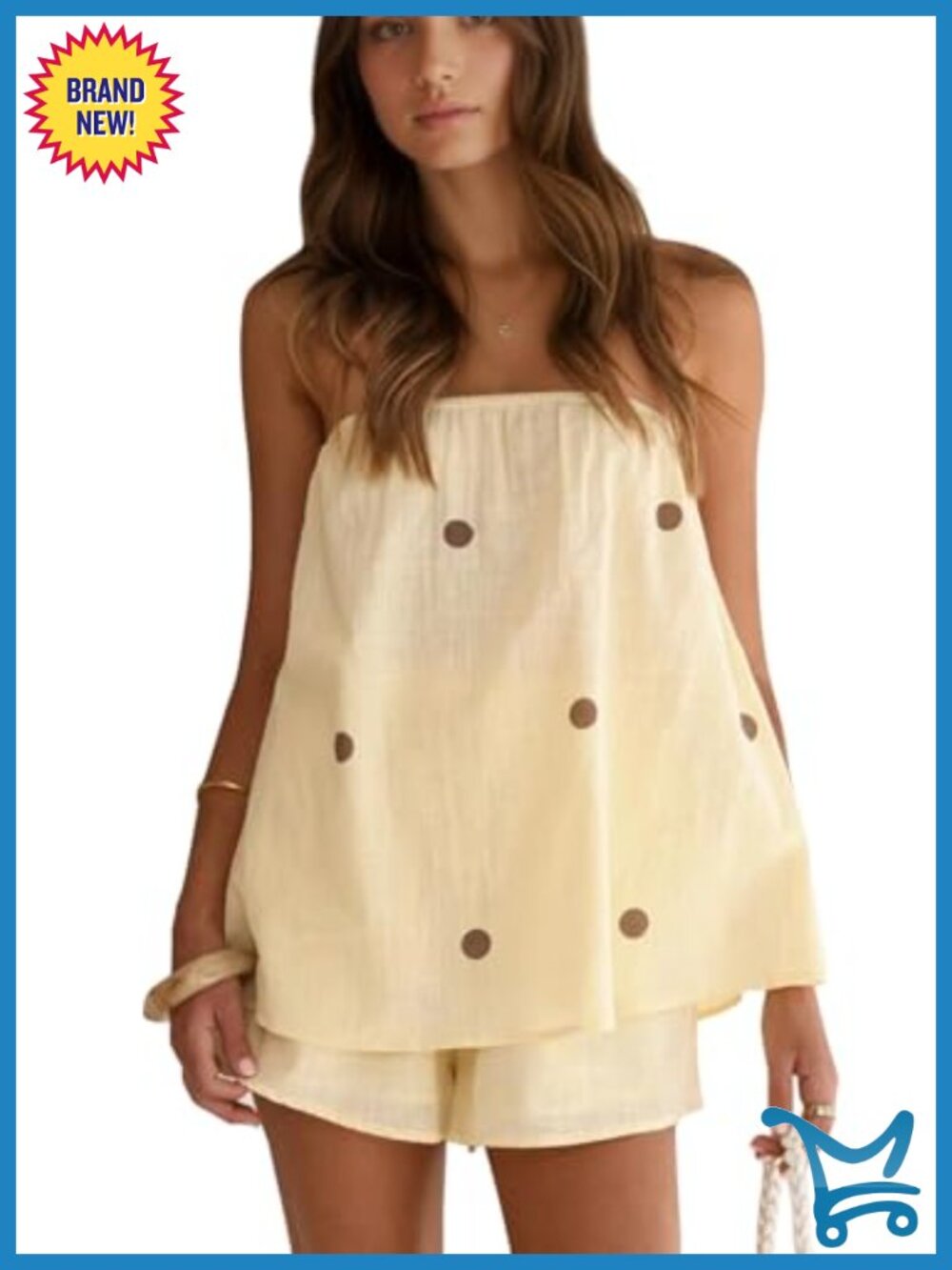 Women Polka Dot Two Piece Shorts Set Strapless Tube Top Lounge Set Summer